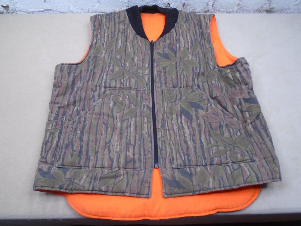 Vintage Walls Blizzard Pruf Camo Puffer Vest Adult XL Real Tree Hunt Reversible
